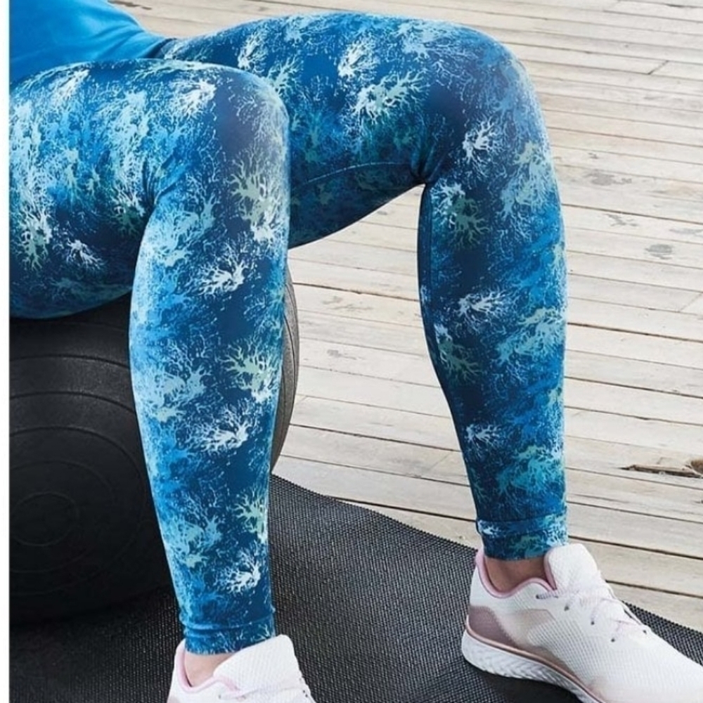 Just Strong Blue Coral Athletic Leggings - Picture 2 of 10